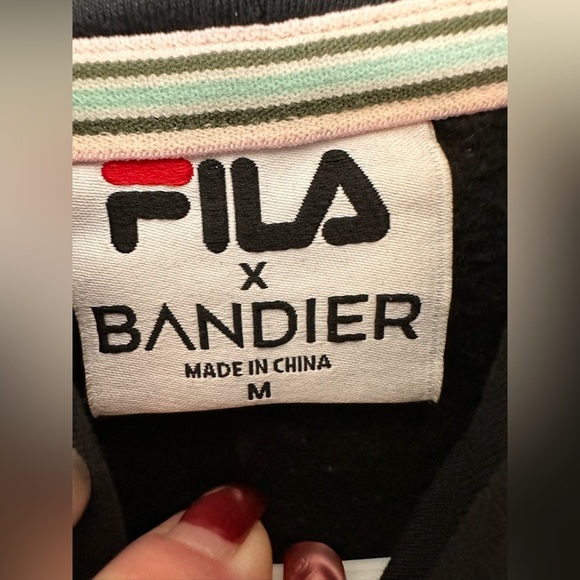 FILA x Bandier Black Cropped Hoodie with Tiger Design - Picture 7 of 8